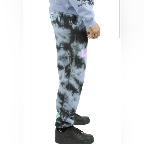CONEY ISLAND PICNIC Nature Grey Black Graphic Tie Dye Sweatpants S - Picture 3 of 14